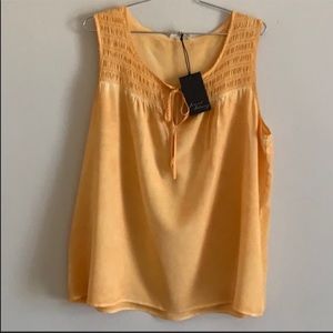 Jane & Delancey Golden Yellow Flowy Keyhole Tie Sleeveless Blouse